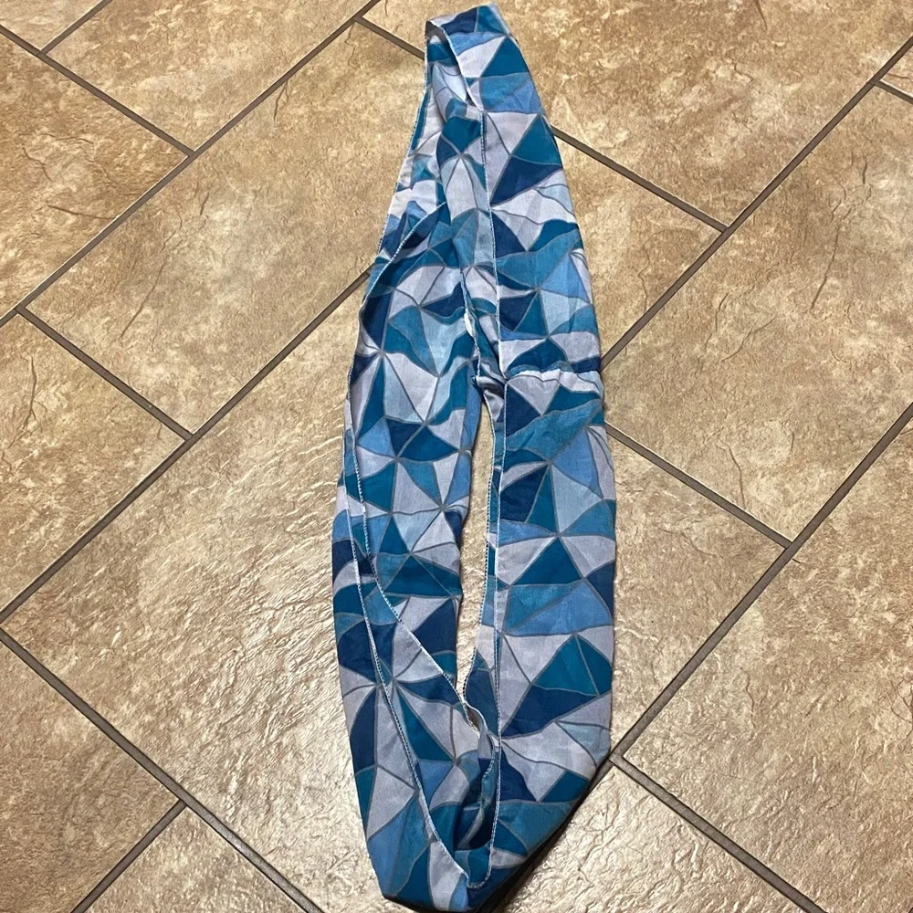Geometric Blue and Gray Infinity Scarf Spring Summer Fall Accessorize Academia